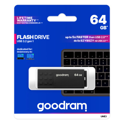 Флеш-накопичувач USB3.2 64GB Goodram UME3 Black (UME3-0640K0R11) Флеш-накопичувач USB3.2 64GB Goodram UME3 Black (UME3-0640K0R11)