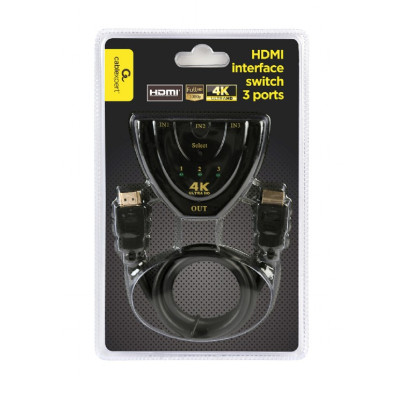 Перемикач HDMI-інтерфейсу Cablexpert HDMI - 3хHDMI V 1.4 (M/F), 0.5 м, чорний (DSW-HDMI-35) блістер Перемикач HDMI-інтерфейсу Cablexpert HDMI - 3хHDMI V 1.4 (M/F), 0.5 м, чорний (DSW-HDMI-35) блістер