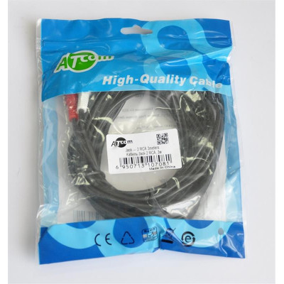 Аудіо-кабель  Atcom (10708) mini-jack 3.5мм(M)-2xRCA-тюльпан(M) 3м пакет