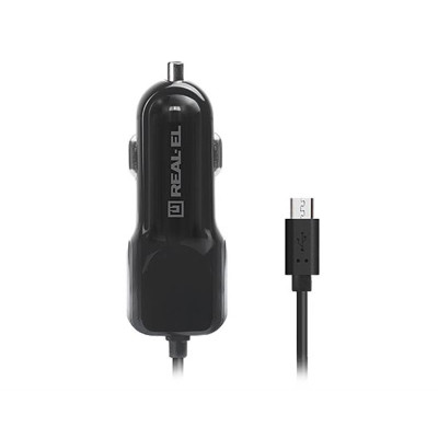 Автомобільний зарядний пристрій REAL-EL CA-15 (2USB, 2.1A) Black + кабель microUSB Автомобільний зарядний пристрій REAL-EL CA-15 (2USB, 2.1A) Black + кабель microUSB