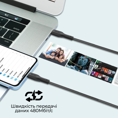 Комплект кабелів Promate USB Type-C - Lightning (M/M), 3A, 27W, 0.3 м, 1.2 м, 2 м Black (cablekit-ci) Комплект кабелів Promate USB Type-C - Lightning (M/M), 3A, 27W, 0.3 м, 1.2 м, 2 м Black (cablekit-ci)