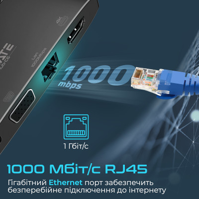 USB-хаб Promate MediaHub-C6 USB Type-C 6-в-1 Black USB-хаб Promate MediaHub-C6 USB Type-C 6-в-1 Black