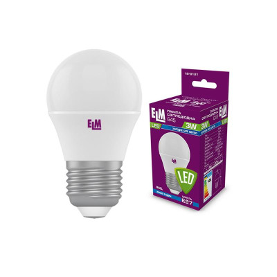 Лампа світлодіодна куля ELM 3W E27 4000K (18-0121) Лампа світлодіодна куля ELM 3W E27 4000K (18-0121)