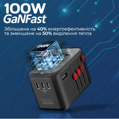 Зарядний пристрій Promate TripMate-GaN100 100W Black Зарядний пристрій Promate TripMate-GaN100 100W Black