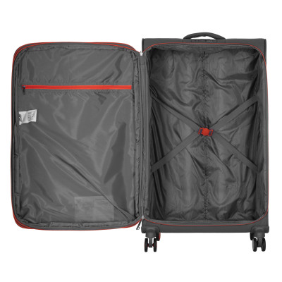 Валіза 2E, Trek, поліестер, середня, 64/78л, TSA, 4 колеса, EXP, сірий