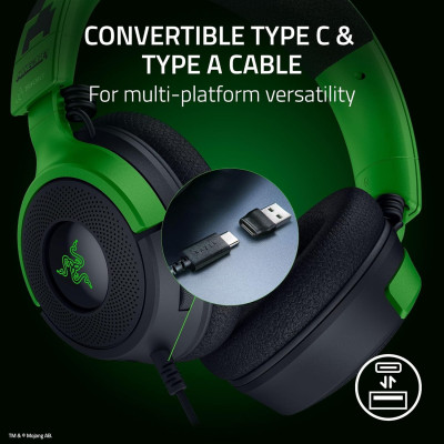 Гарнітура Razer Kraken V4 X, 7.1, USB-A, 1.8м, RGB, Minecraft Ed.