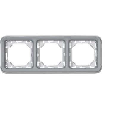 Супорт з рамкою для вбудованого монтажу Legrand Plexo, 3 пости, горизонтальна установка, сірий