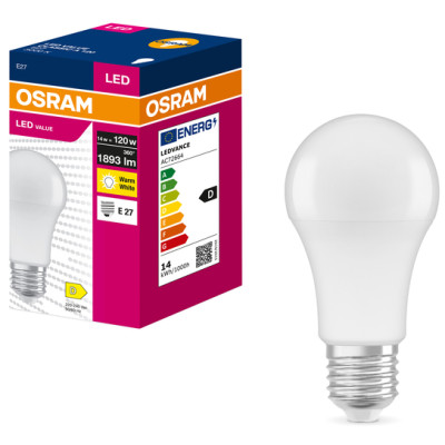 Лампа OSRAM LED VALUE CLASSIC A E27 14Вт 3000K 1893Лм Лампа OSRAM LED VALUE CLASSIC A E27 14Вт 3000K 1893Лм