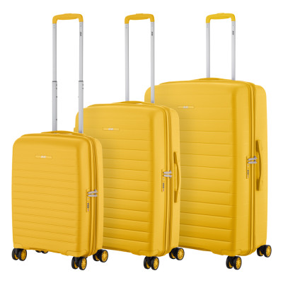 Набір валіз 2E, Aero, поліпропілен, (L+M+S), TSA, 4 колеса, EXP, бурштиново-жовтий Набір валіз 2E, Aero, поліпропілен, (L+M+S), TSA, 4 колеса, EXP, бурштиново-жовтий