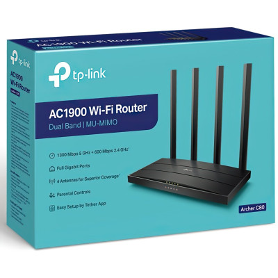 Маршрутизатор TP-LINK ARCHER C80 AC1900, 4xGE LAN, 1xGE WAN, MESH Маршрутизатор TP-LINK ARCHER C80 AC1900, 4xGE LAN, 1xGE WAN, MESH