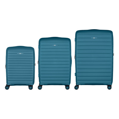 Набір валіз 2E, Aero, поліпропілен, (L+M+S), TSA, 4 колеса, EXP, синій