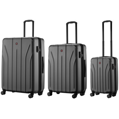 Набір валіз Wenger, Oryson 3 в 1, (S,M,L), пластик, 4 колеса, сірий