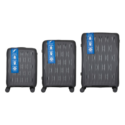 Набор чемоданов 2E, M7979, полипропилен, (L+M+S), молния anti theft, 4 колеса, кодовый замок, темно-серый Набор чемоданов 2E, M7979, полипропилен, (L+M+S), молния anti theft, 4 колеса, кодовый замок, темно-серый