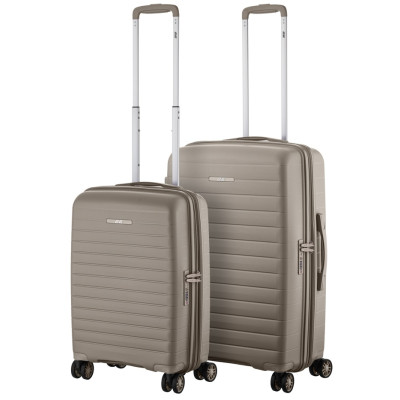 Набір валіз 2E, Aero, поліпропілен, (M+S), TSA, 4 колеса, EXP, сіро-коричневий