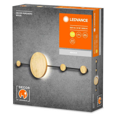 Світильник настінний LEDVANCE Decor Perchero Wood 6Вт 620Лм 3000K WiFi чорний Світильник настінний LEDVANCE Decor Perchero Wood 6Вт 620Лм 3000K WiFi чорний