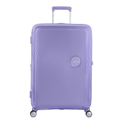 Валіза American Tourister, Soundbox, поліпропілен, велика, 77см,  97/110л, TSA, 4 колеса, EXP, лавандовий