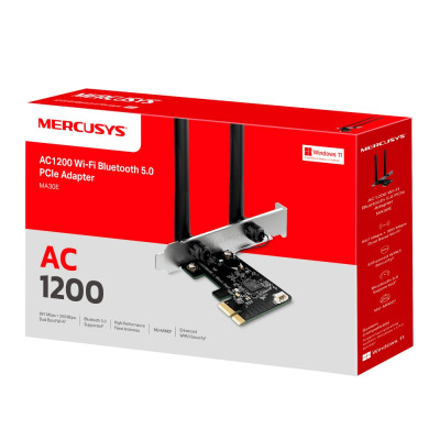 Адаптер WiFi MERCUSYS MA30E AC1200, PCI-Express x1, BT5.0