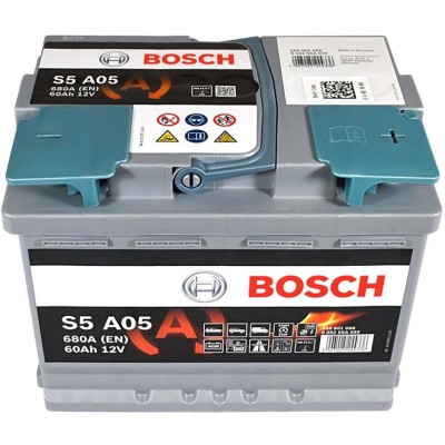 Акумулятор Bosch S5 AGM 12В 60А·год 680А R+ (0 092 S5A 050)