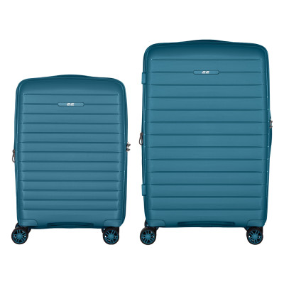 Набір валіз 2E, Aero, поліпропілен, (M+S), TSA, 4 колеса, EXP, синій