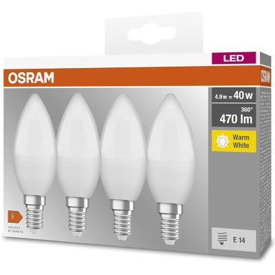Набір ламп 4шт OSRAM LED E14 4.9Вт 2700K 470Лм B40