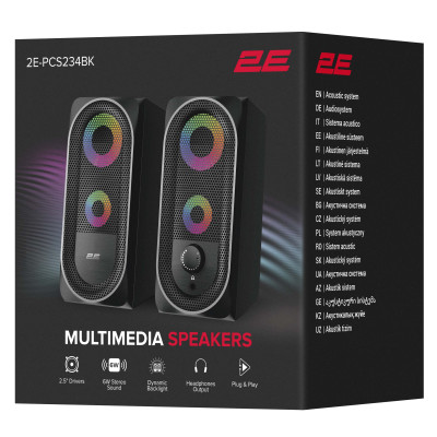 Акустична система 2E PCS234 RGB, 2.0, USB, Black
