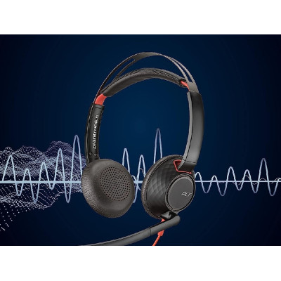 Гарнітура комп'ютерна стерео On-ear Poly Blackwire 5220, USB-A, USB-C, 3.5 мм, всеспрямований, noise canceling, чорний