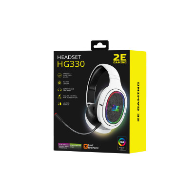 Гарнітура ігрова 2E GAMING HG330, 7.1, USB-A, RGB, 2м, білий
