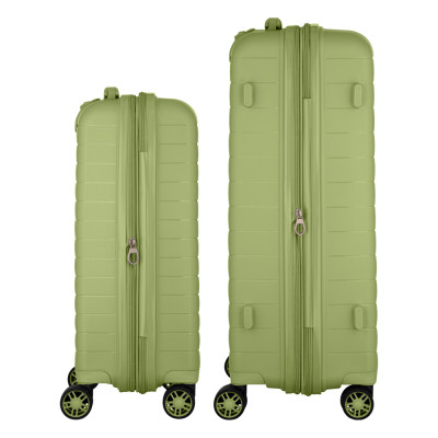 Набір валіз 2E, Aero, поліпропілен, (M+S), TSA, 4 колеса, EXP, оливково-зелений