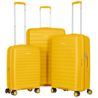 Набір валіз 2E, Aero, поліпропілен, (L+M+S), TSA, 4 колеса, EXP, бурштиново-жовтий Набір валіз 2E, Aero, поліпропілен, (L+M+S), TSA, 4 колеса, EXP, бурштиново-жовтий