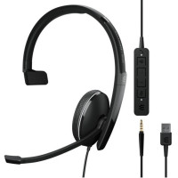 Гарнітура комп'ютерна моно On-Ear EPOS ADAPT 135T USB II, 3.5мм/USB, односпрямований, сертифікат Microsoft Teams, 1.8м, Чорний