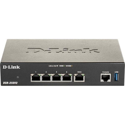 Мультисервiсний маршрутизатор D-Link DSR-250V2 4xGE LAN, 1xGE WAN