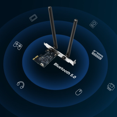 Адаптер WiFi MERCUSYS MA30E AC1200, PCI-Express x1, BT5.0