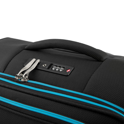Валіза 2E, Trek, поліестер, середня, 64/78л, TSA, 4 колеса, EXP, чорний