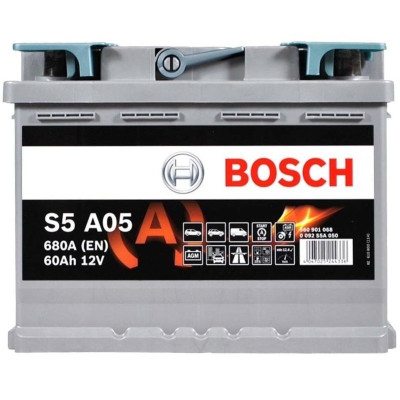 Акумулятор Bosch S5 AGM 12В 60А·год 680А R+ (0 092 S5A 050)