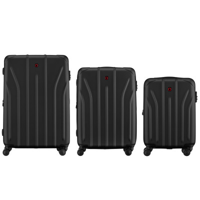 Набір валіз Wenger, Oryson 3 в 1, (S,M,L), пластик, 4 колеса, чорний