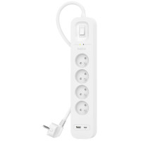 Подовжувач мережевий Belkin 2м, 4хТипE, 16А, USB-A/USB-C 18Вт, фільтр, білий