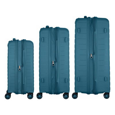 Набір валіз 2E, Aero, поліпропілен, (L+M+S), TSA, 4 колеса, EXP, синій