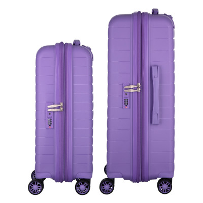 Набір валіз 2E, Aero, поліпропілен, (M+S), TSA, 4 колеса, EXP, лавандовий
