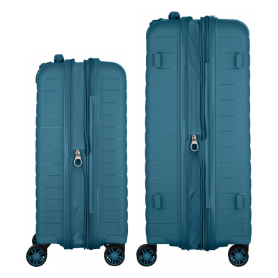 Набір валіз 2E, Aero, поліпропілен, (M+S), TSA, 4 колеса, EXP, синій