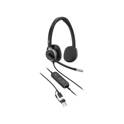Гарнітура комп'ютерна стерео On-ear HP Poly Mission 625, USB-A, USB-C, 2 x Uni-mic, AI noise reduction, Teams, Zoom, Google Meet, чорний