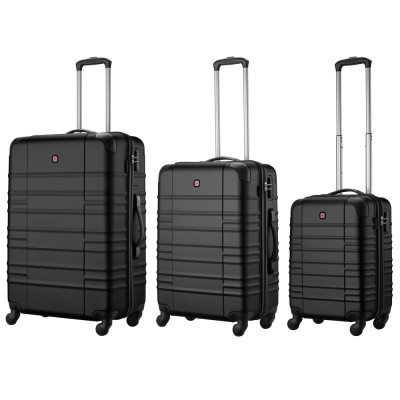 Набір валіз Wenger, Amplar 3 в 1, (S,M,L), пластик, 4 колеса, чорний