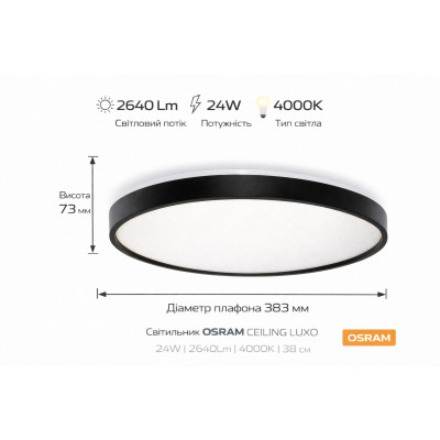Світильник накладний OSRAM CEILING LUXO 24Вт 4000К чорний