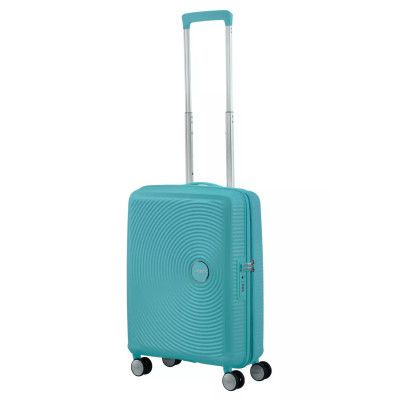 Валіза American Tourister, Soundbox, поліпропілен, мала, 55см, 35.5/41л, TSA, 4 колеса, EXP, бірюзовий