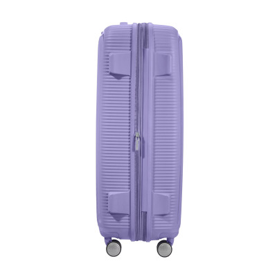 Валіза American Tourister, Soundbox, поліпропілен, велика, 77см,  97/110л, TSA, 4 колеса, EXP, лавандовий
