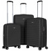 Набір валіз 2E, Aero, поліпропілен, (L+M+S), TSA, 4 колеса, EXP, чорний