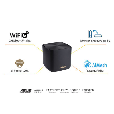 Система WiFi-Mesh ASUS ZenWiFi XD4 PLUS AX1800, 1xGE LAN, 1xGE WAN, 2мод, чорний