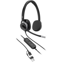 Гарнітура комп'ютерна стерео On-ear HP Poly Mission 625, USB-A, USB-C, 2 x Uni-mic, AI noise reduction, Teams, Zoom, Google Meet, чорний
