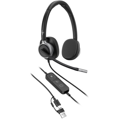 Гарнітура комп'ютерна стерео On-ear HP Poly Mission 625, USB-A, USB-C, 2 x Uni-mic, AI noise reduction, Teams, Zoom, Google Meet, чорний
