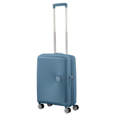 Валіза American Tourister, Soundbox, поліпропілен, мала, 55см, 35.5/41л, TSA, 4 колеса, EXP, сіро-синій Валіза American Tourister, Soundbox, поліпропілен, мала, 55см, 35.5/41л, TSA, 4 колеса, EXP, сіро-синій