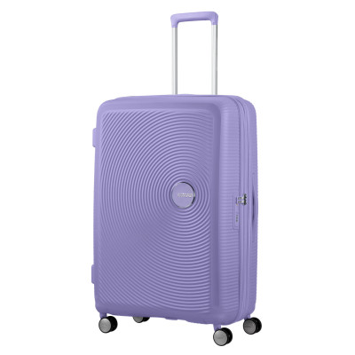 Валіза American Tourister, Soundbox, поліпропілен, велика, 77см,  97/110л, TSA, 4 колеса, EXP, лавандовий